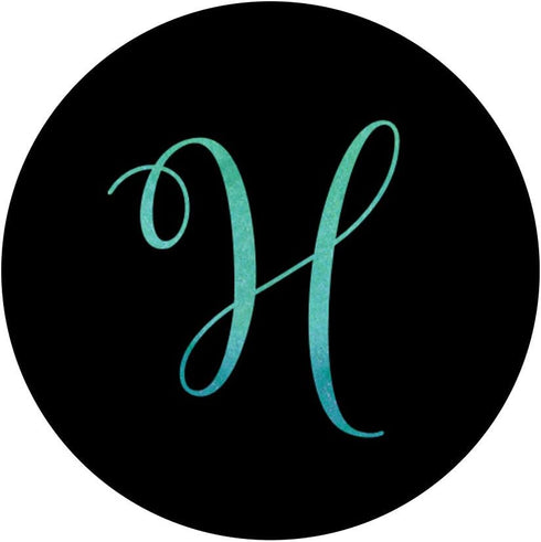 H Initial Monogram Teal Watercolor PopSockets Swappable PopGrip