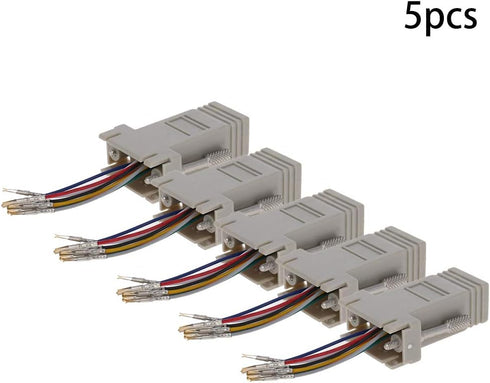 Fielect 5Pcs DB9 to RJ45 Modular Adapter, DB9 Female to RJ45 Female Ethernet Adapter Kit