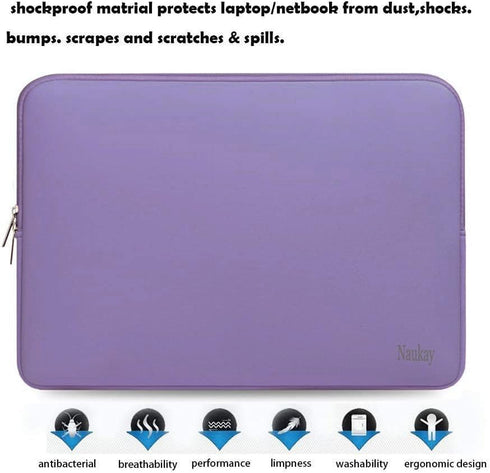15.6 Inch Laptop Sleeve, Neoprene Notebook Case Compatible with Asus/Dell/Fujitsu/HP/Sony/Toshiba/Acer (Purple)