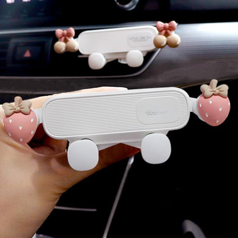 Strawberry Car Air Outlet Phone Holder, Cute Creative Suction Phone Cradle, Stocking Stuffers, Strawberry Decor