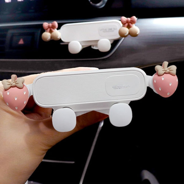 Strawberry Car Air Outlet Phone Holder, Cute Creative Suction Phone Cradle, Stocking Stuffers, Strawberry Decor