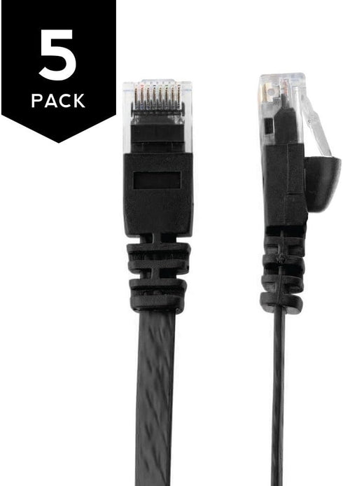Buhbo 1 FT Cat6 Flat Ethernet Network Cable RJ45 - 5-Pack