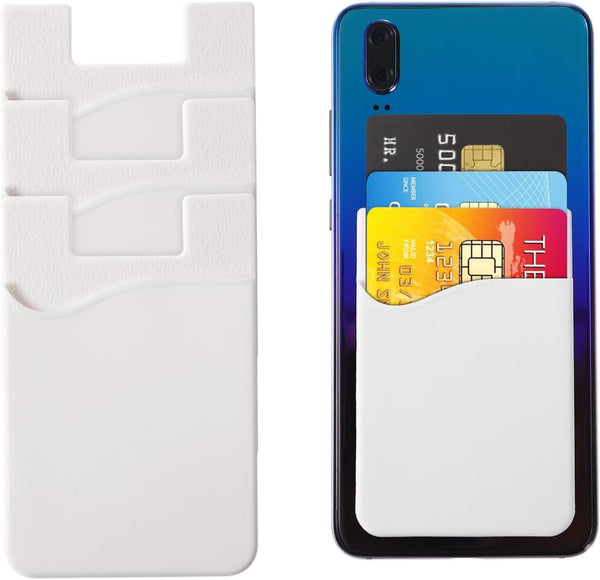 3pcs Cell Phone Card Holder Wallet - Silicone Ultra-Slim Self Adhesive Credit Card ID Wallet Case for Smartphones
