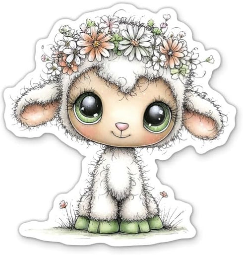 Sticker Mine Spring Lamb Sticker - 3" Laptop Sticker - Waterproof Vinyl for Car,