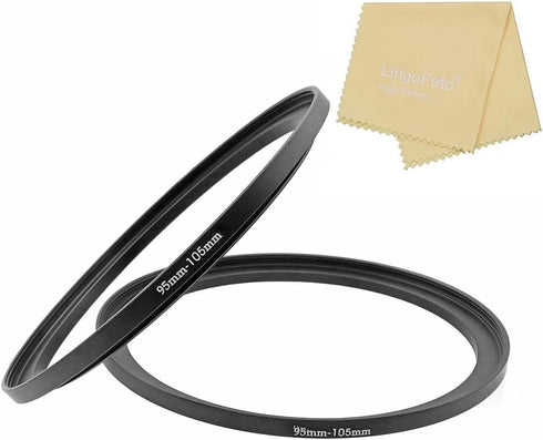 Metal Step Up Ring, 95mm to 105mm, 2 Pieces Step-Up Lens Adapter Ring for Canon Nikon Sony