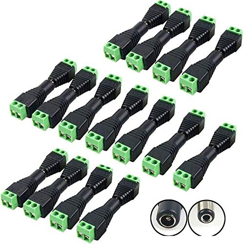 DC Power Connector 20 Pairs, 12V Male+Female 2.1x5.5MM DC Power Jack Plug Adapter for CCTV Camera