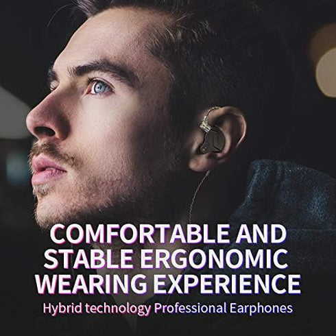erjigo KZ ZSN Pro Dynamic Hybrid Dual Driver in Ear Earphones Detachable Tangle-Free Cable Musicians in-Ear Earbuds
