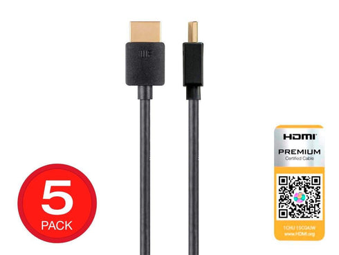 Monoprice High Speed HDMI Cable, Certified Premium, 4K@60Hz, HDR, 18Gbps, 6 Feet, Black - Ultra Slim Series