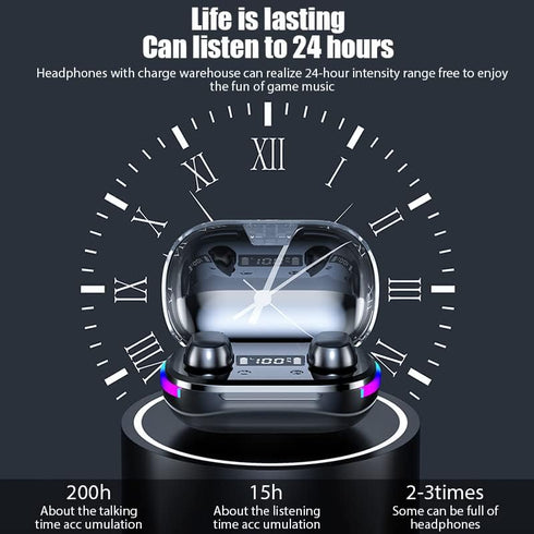 BD&M Wireless Earbuds, HiFi Stereo Gaming Earbuds with Digital LED Display, TWS Bluetooth Headphones for Sports, Work,