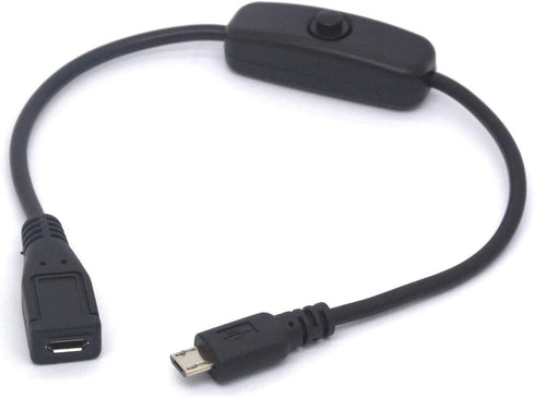 Micro USB On Off Cable, Micro-USB Male to Female Switch Charging Cord for Raspberry Pi, Arduino, Smartphone, Powerbank