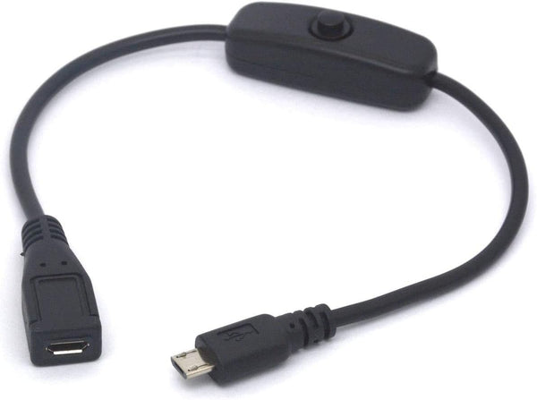 Micro USB On Off Cable, Micro-USB Male to Female Switch Charging Cord for Raspberry Pi, Arduino, Smartphone, Powerbank