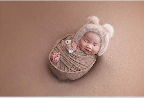 Knitted Baby Photo Wrap - Stretchy Swaddle for Newborns