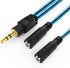 Headphone Splitter for 2 Headphones, 2 Way 3.5mm Adapter Aux Cable Mini Jack Male to Dual Female