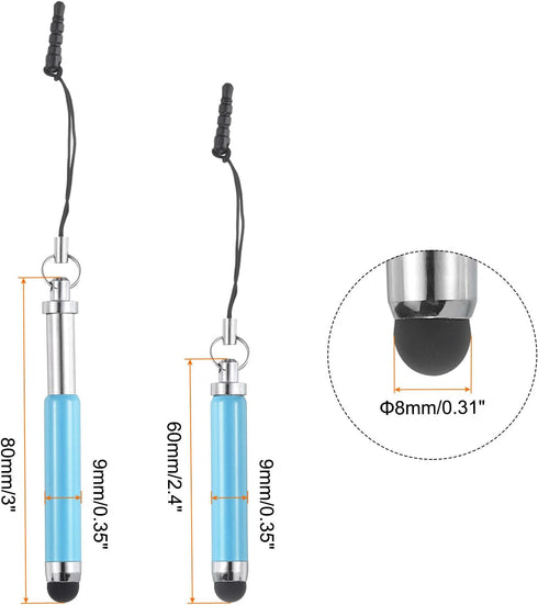 MECCANIXITY 5pcs Metallic Stylus Pen Retractable Aluminum Alloy Mini Capacitive Pens for Touch Screen Devices