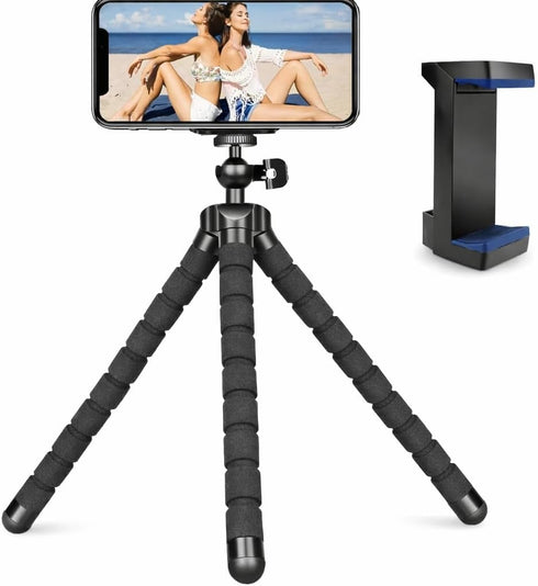 Acuvar Flexible Phone Tripod Stand, Mini Portable Smartphone Tripod with Adjustable Holder for