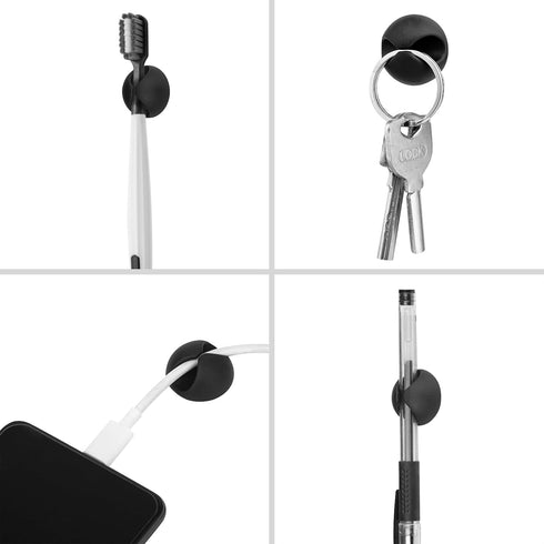Cord Holder Cable Clips, 12PCS Black Organizer, Adhesive Charger Wire Management Keeper for Desk, Office, Nightstand