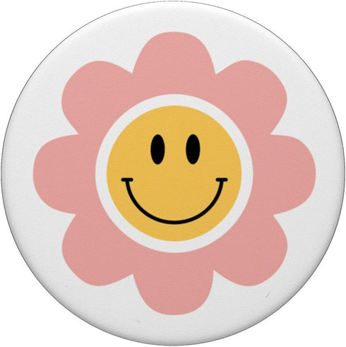 Yellow Smile Face Cute Daisy Groovy 70s PopSockets Standard PopGrip