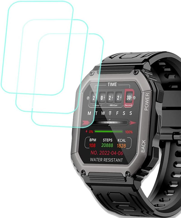 Tempered Glass Screen Protector for Hemisol, ZYCZWL KR06 1.8 inches Rugged Smart Watch, 3pcs, 9H