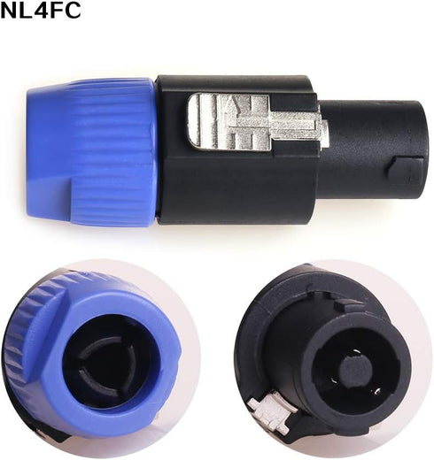 NANYI NL4FC Speakon Cable, 4 Pole Speaker Plug Compatible with Neutrik NL4FC, NL4FX, NLT4X - 4 Pack