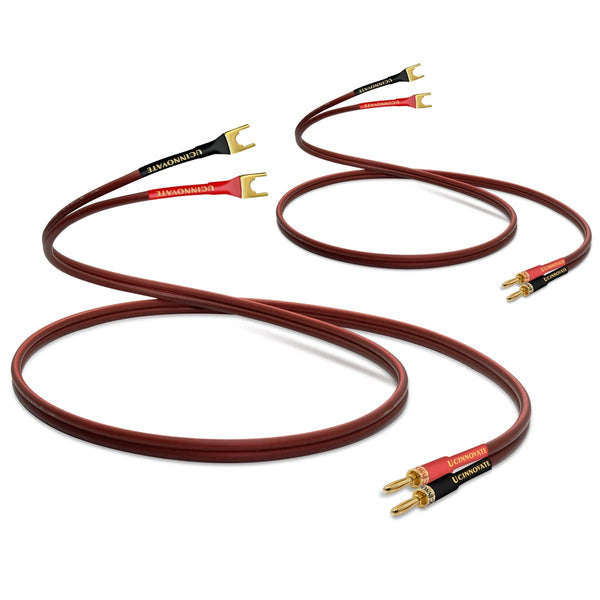 UCINNOVATE 2 Pack HiFi OFC Speaker Cable - Banana Plug to Jumper Spade, 14AWG Speaker Wire Cord for Amplifier