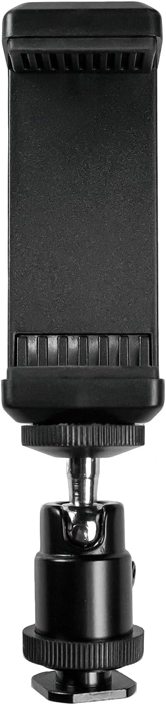 ISHEJS 360 Hot Shoe Phone Mount for Camera, Ball Head Adapter with Phone Clamp - Rotatable Smartphone Holder