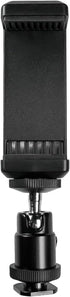 ISHEJS 360 Hot Shoe Phone Mount for Camera, Ball Head Adapter with Phone Clamp - Rotatable Smartphone Holder