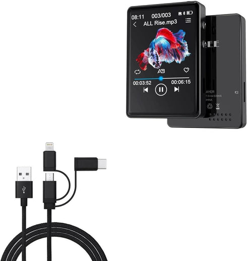 BoxWave Cable Compatible with QNGEE S7 Portable MP3 Player - AllCharge 3-in-1 Cable