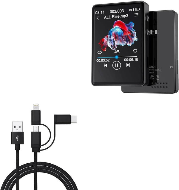 BoxWave Cable Compatible with QNGEE S7 Portable MP3 Player - AllCharge 3-in-1 Cable