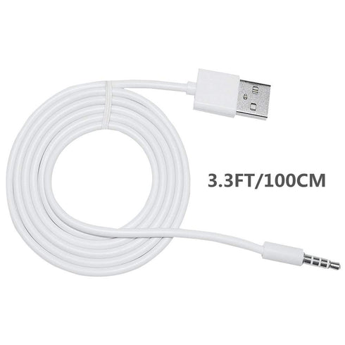3.5mm Jack to USB Auxiliary Charger Sync Data Transfer Charging Cable Compatible with Beats by Dre Studio Wireless Headphones, Speakers, Tablets, PCs, Sound Box, MP3 Players and More (White)