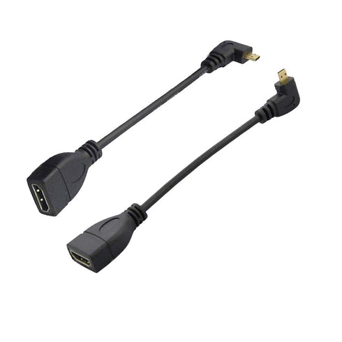 Seadream 2-Pack Angled Micro HDMI to HDMI Adapter, 6" 90 Degree Right-Toward & Left-Toward Male to Female Connector