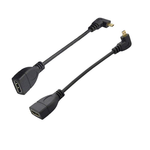 Seadream 2-Pack Angled Micro HDMI to HDMI Adapter, 6" 90 Degree Right-Toward & Left-Toward Male to Female Connector