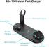 6 in 1 Wireless Fast Charger (Black) Charging Station for iPhones, Smart Phones, Airpods, Smart Watches with USB
