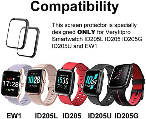 3D Screen Protector Compatible with 1.3 inches ID205L Smart Watch, 3-PACK for ID205 Series