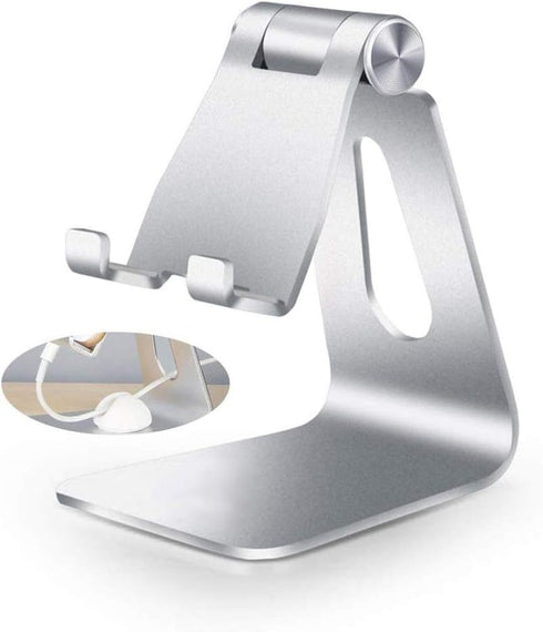 2020 Adjustable Cell Phone Stand, Aluminum Desk Holder for iPhone Xs Max, Xr, 8, 7, 6, 6s Plus, Silver