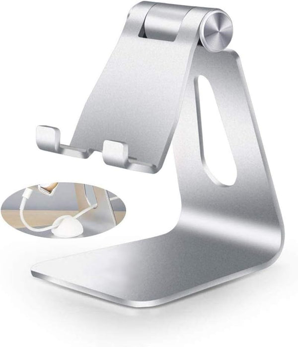 2020 Adjustable Cell Phone Stand, Aluminum Desk Holder for iPhone Xs Max, Xr, 8, 7, 6, 6s Plus, Silver