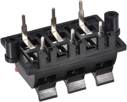 uxcell 2 Row 6 Way Spring Speaker Terminal Clip - Push Release Connector Audio Cable Terminals Strip Block, Black Red