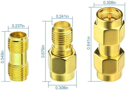 Superbat RF Coaxial SMA Male to SMA Female Bulkhead RG174 6.56ft Cable + 3pcs RF Coax SMA Adapter Kit for SDR Equipment