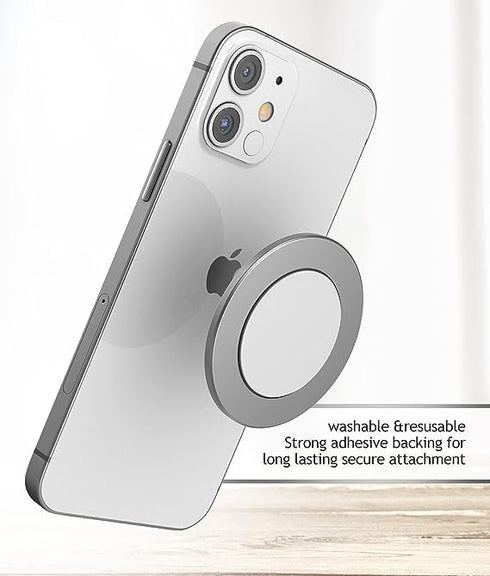 ENCASED Magnetic Mount-Anywhere iPhone Disks (2 Pack), Designed for MagSafe, Stick On Phone Holder for Car, Home,