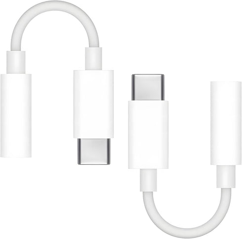 USB C to 3.5 mm Female Headphone Jack Adapter for Apple iPhone 15, iPad Pro, Google Pixel, Samsung Galaxy (White 2 Pack)
