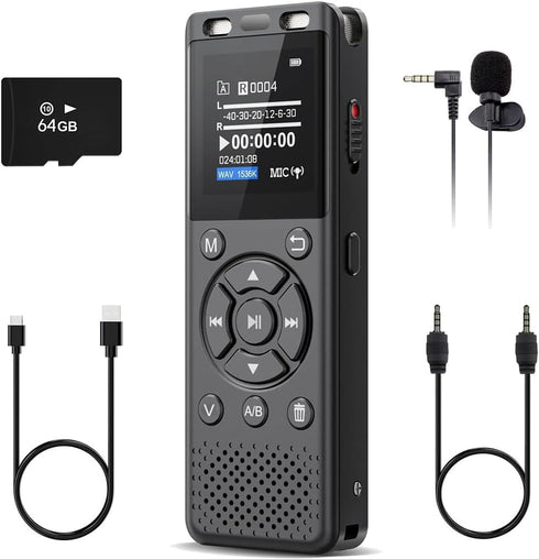 Tonfarb 64GB Digital Voice Recorder with Playback,Audio Recording Device for Lectures Meeting/Classes/Interviews,Tape Recorder