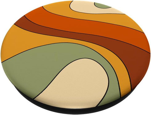 Retro Liquid Swirl Rainbow 70s Aesthetic Boho Burnt Orange PopSockets Standard PopGrip
