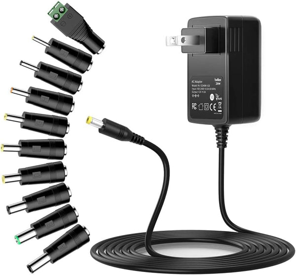 Belker 12V AC Adapter Charger, 2A 1.5A Power Supply for 12 Volt Electronics - 2000mA Max