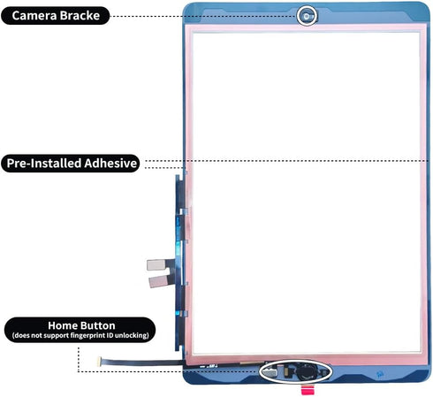 for iPad 7th Gen 2019/iPad 8th Gen 2020 10.2" Touch Screen Digitizer Assembly Replacement ,for A2197 A2198 A2200 A2270 A2428 A2429 A2430,with Home Button,Repair Kit (White)