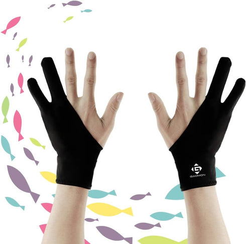GAOMON Two Finger Glove for Drawing Tablet, Oil Painting and Sketch Creation, Free Size Support Left and Right Hand