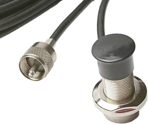 Vehicle Antenna Mount with 14FT RG58/U Coaxial Cable, So-239 UHF Female to PL-259 UHF Male Connector