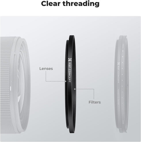 K&F Concept Step-Up Ring Adapter 67-82mm, 2 Pcs for 67mm Lens to 82mm ND CPL UV Lens Filter
