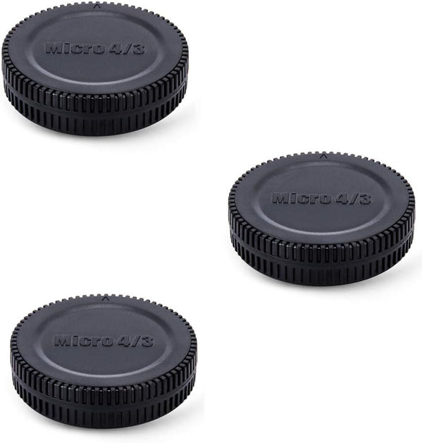 Camera Rear Lens Cap & Body Cap Cover for M4/3 MFT Mount on Olympus OM-5 OM-1 E-M10 Mark IV III (3 Packs)