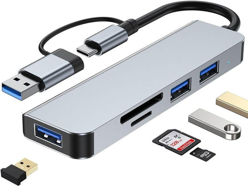 vienon 5 in 1 Aluminum USB-C Hub with Memory Card Reader and 3