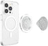 PopSockets MagSafe PopGrip for iPhone, White Grey Lotus Mandala Floral Geometric Sacred Yoga Gift
