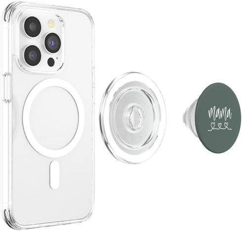 Mama and Mother Designs Cute Heart Mama Woman Mom Mother Sage Green PopSockets PopGrip for MagSafe